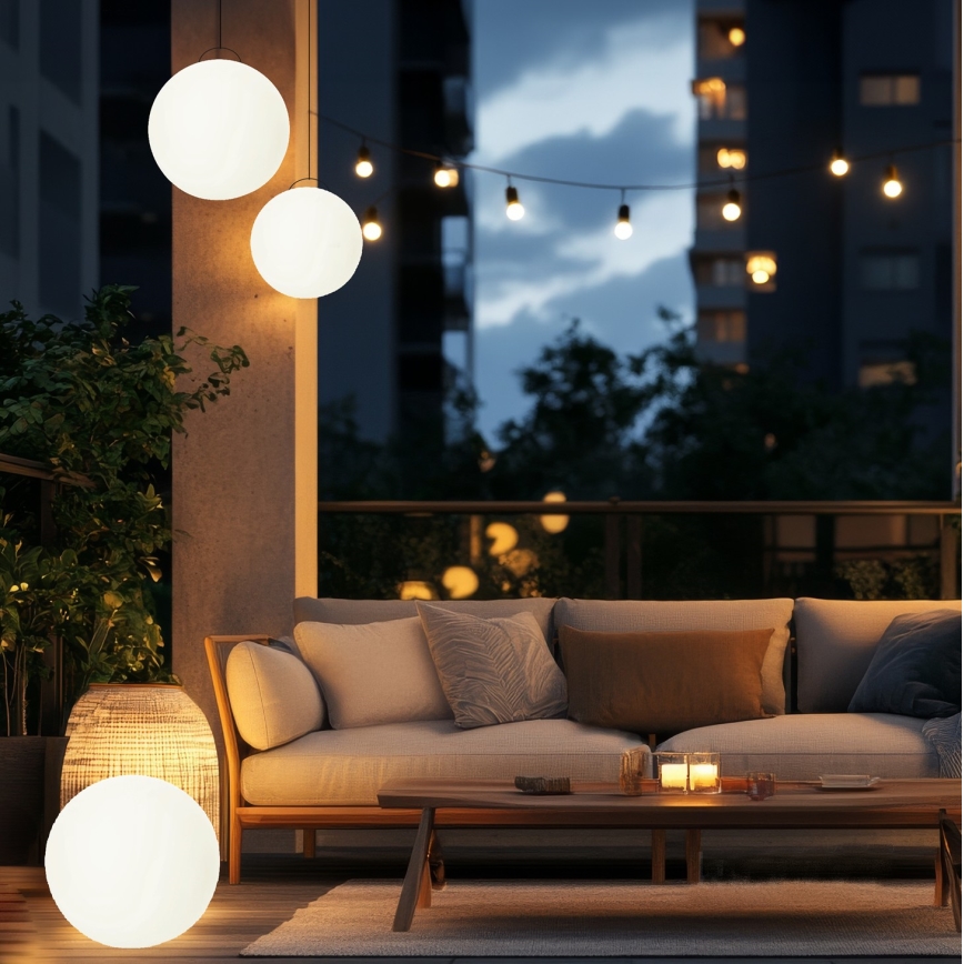 Dimbare LED RGBW zonnelamp GARDEN BALL LED/5W/3,7V 3000K IP54 2200 mAh Ø 30 cm + afstandsbediening