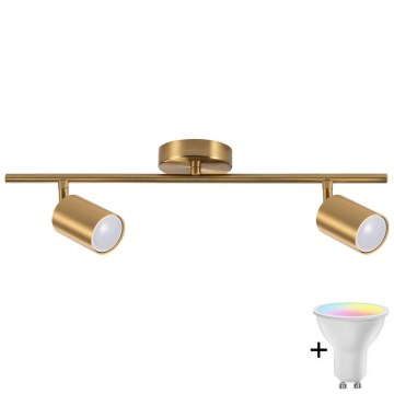 LED RGBW dimbare spot GOLDI 2xGU10/6,5W/230V 2700-6500K Wi-Fi goudkleurig