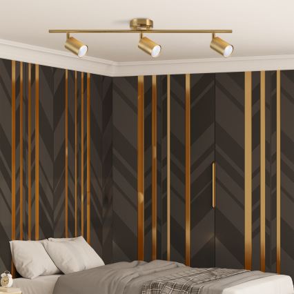 Dimbare LED RGBW inbouwspot GOLDIE 3xGU10/4,8W/230V 3000K goudkleurig + afstandsbediening