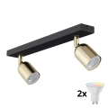LED RGBW dimbare spot TOP 2xGU10/6,5W/230V 2700-6500K zwart/goud