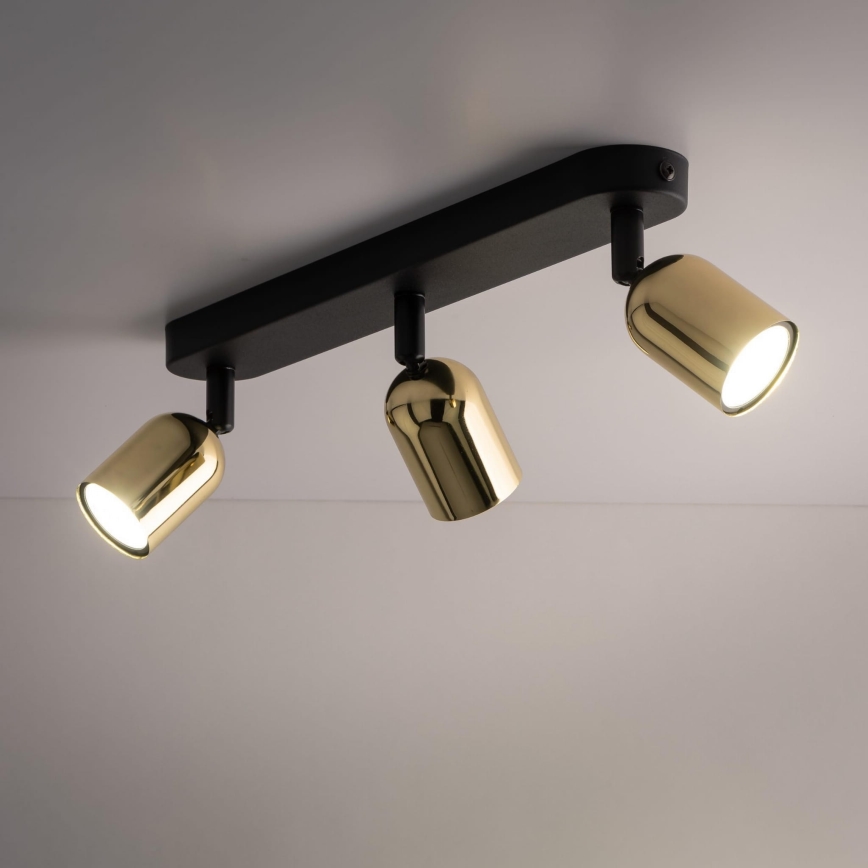LED RGBW dimbare spot TOP 3xGU10/6,5W/230V 2700-6500K zwart/goud
