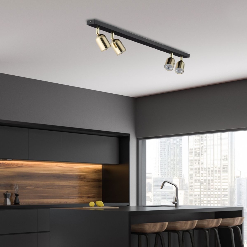 LED RGBW dimbare spot TOP 4xGU10/6,5W/230V 2700-6500K zwart/goud