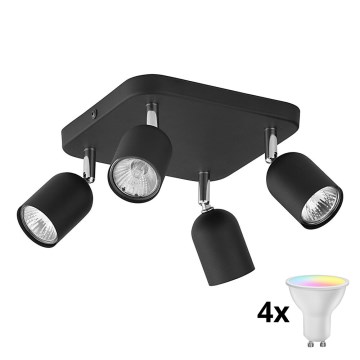 LED RGBW dimbare spot TOP 4xGU10/6,5W/230V 2700-6500K zwart