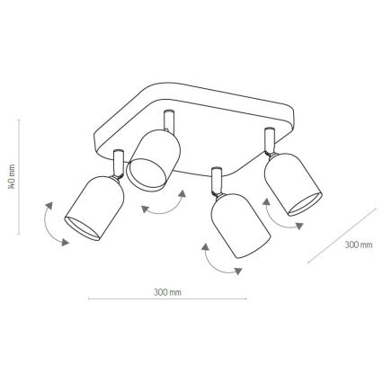 LED RGBW dimbare spot TOP 4xGU10/6,5W/230V 2700-6500K zwart