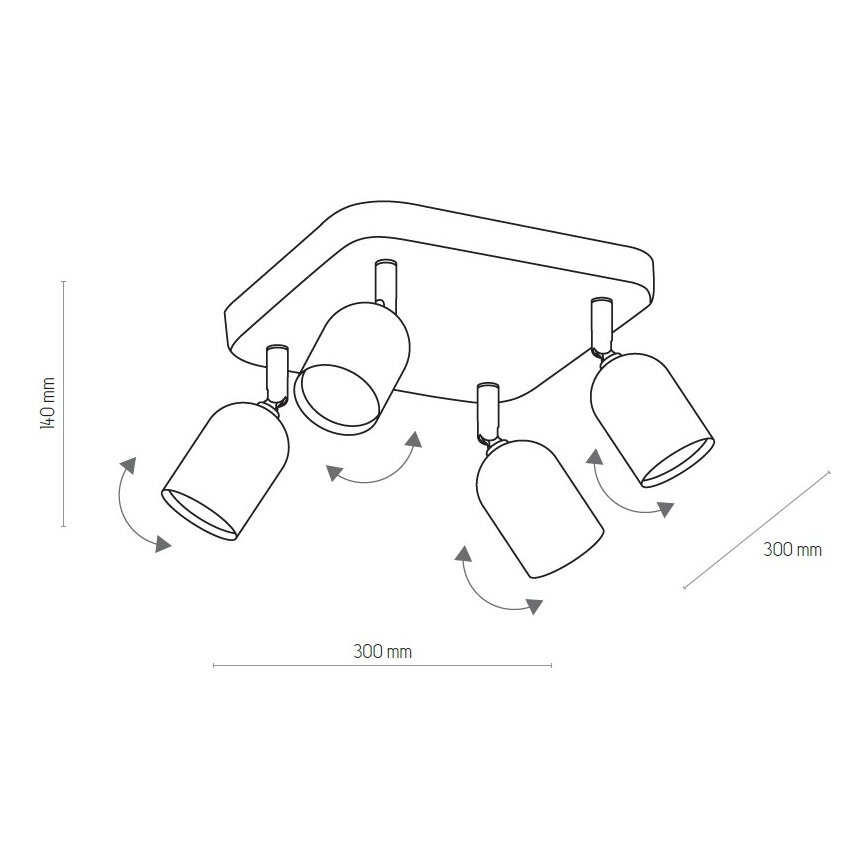 LED RGBW dimbare spot TOP 4xGU10/6,5W/230V 2700-6500K zwart