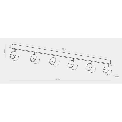 LED RGBW dimbare spot TOP 6xGU10/6,5W/230V 2700-6500K goud/zwart