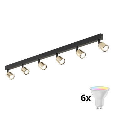 LED RGBW dimbare spot TOP 6xGU10/6,5W/230V 2700-6500K zwart/goud