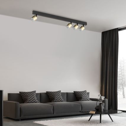 LED RGBW dimbare spots TOP 4xGU10/6,5W/230V 2700-6500K zwart/goud