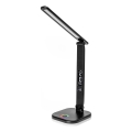 LED RGBW Dimbare tafellamp met aanraakbediening en draadloos opladen, LCD scherm en USB-poort MAGNUS LED/6W/5V 3000-6500K zwart