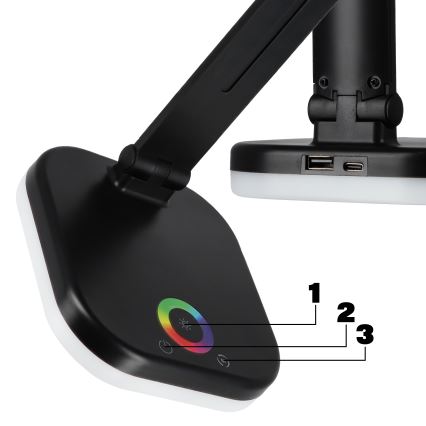 LED RGBW dimbare tafellamp met draadloos opladen LED/7W/5V USB zwart