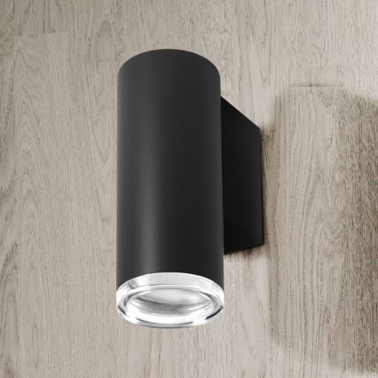 LED RGBW dimbare badkamerwandlamp TURYN 1xGU10/4,8W/230V 3000K IP44 zwart + afstandsbediening