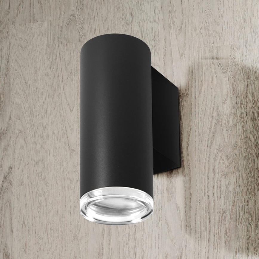 LED RGBW dimbare badkamerwandlamp TURYN 1xGU10/4,8W/230V 3000K IP44 zwart + afstandsbediening