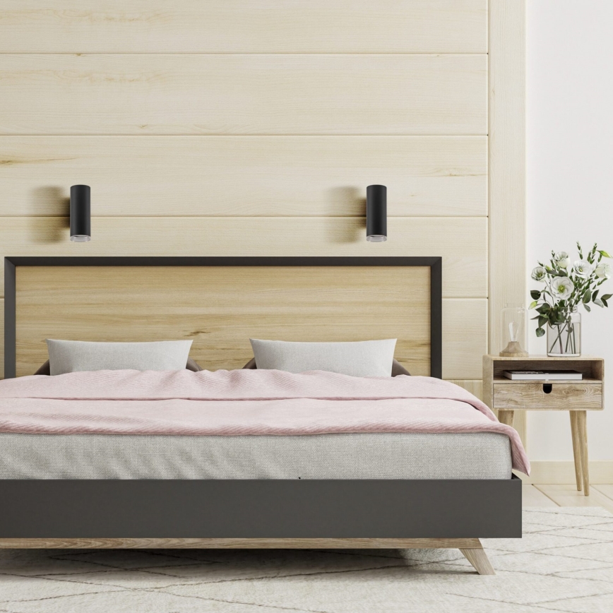 LED RGBW dimbare badkamerwandlamp TURYN 1xGU10/6W/230V 3000K IP44 zwart + afstandsbediening