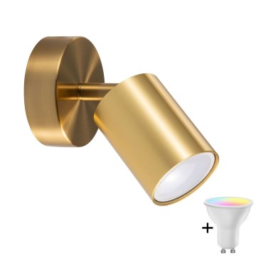 LED RGBW dimbare wandspot GOLDIE 1xGU10/4,8W/230V 3000K goud + afstandsbediening