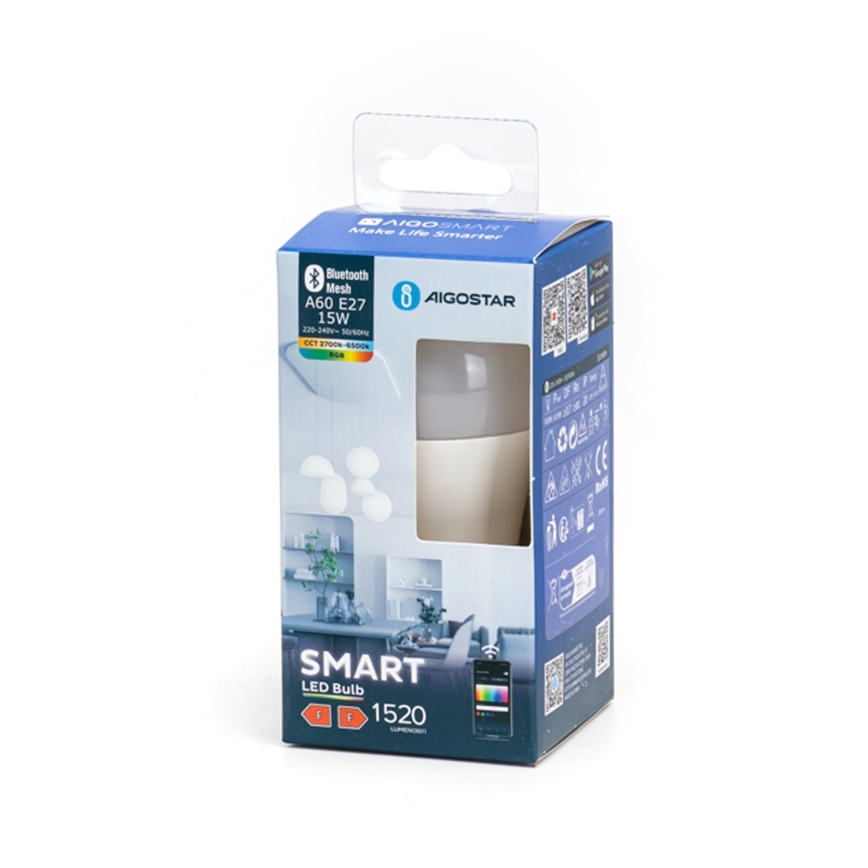 LED RGBW dimbare lamp MESH Smart A60 E27/15W/230V 2700-6500K - Aigostar