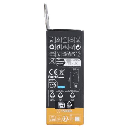 LED RGBW-lamp C37 E14/4,8W/230V 3000K + afstandsbediening - Aigostar