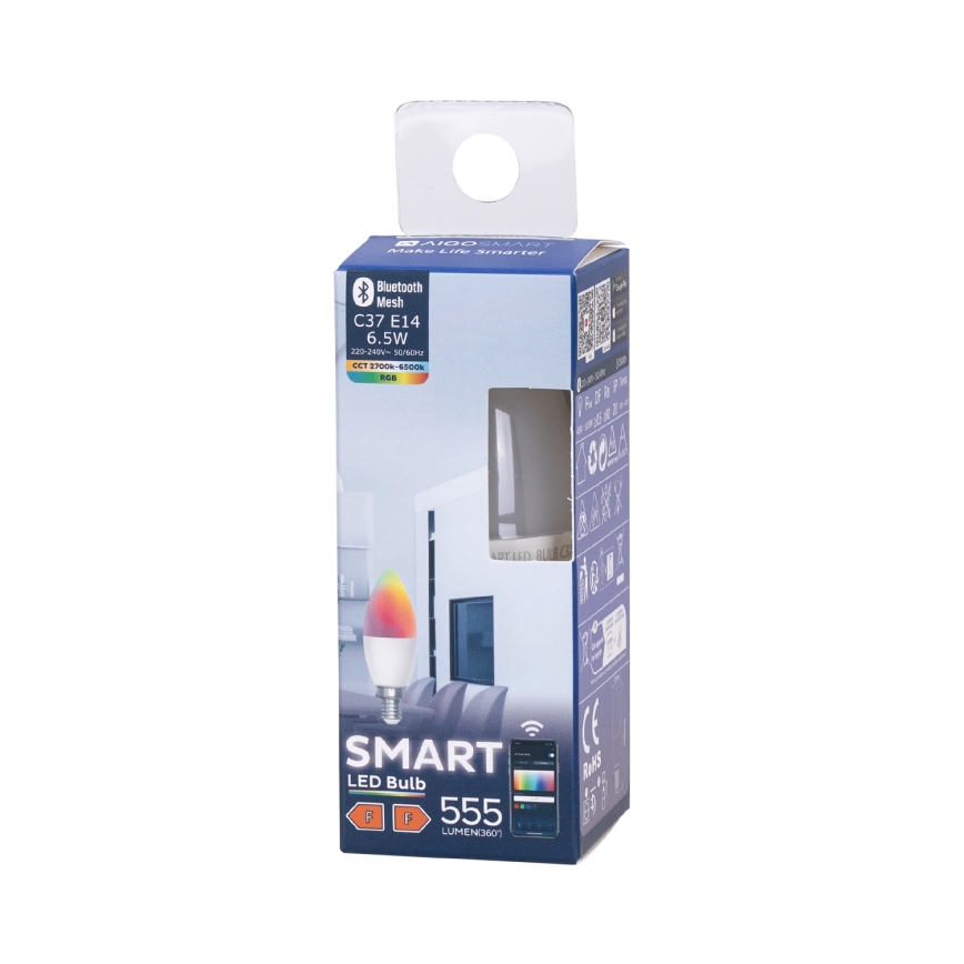 LED RGBW dimbare lamp C37 E14/6,5W/230V 2700-6500K - Aigostar
