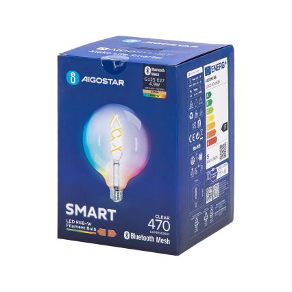 LED RGBW dimbare lamp FILAMENT MESH Smart G125 E27/4,9W/230V 2700K - Aigostar