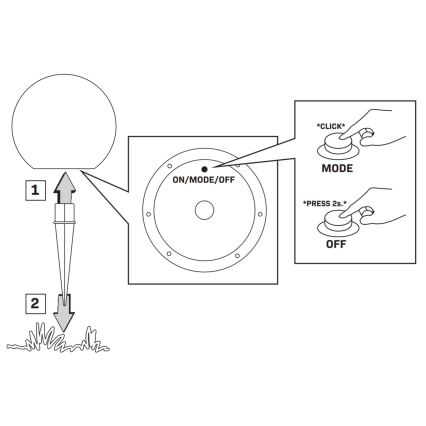 LED RGBW Solar lamp BALL LED/1,2V diameter 40 cm IP65 + afstandsbediening