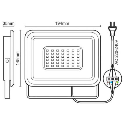 LED Schijnwerper LED/50W/230V 4000K IP65