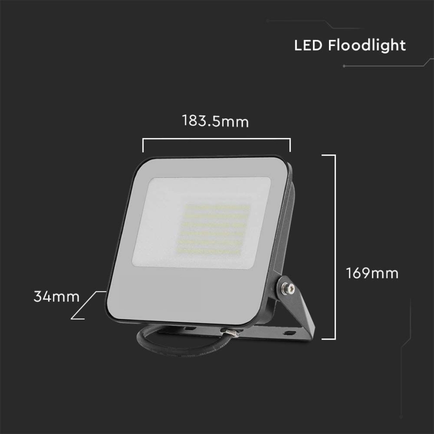 LED Schijnwerper LED/50W/230V 4000K IP65 zwart