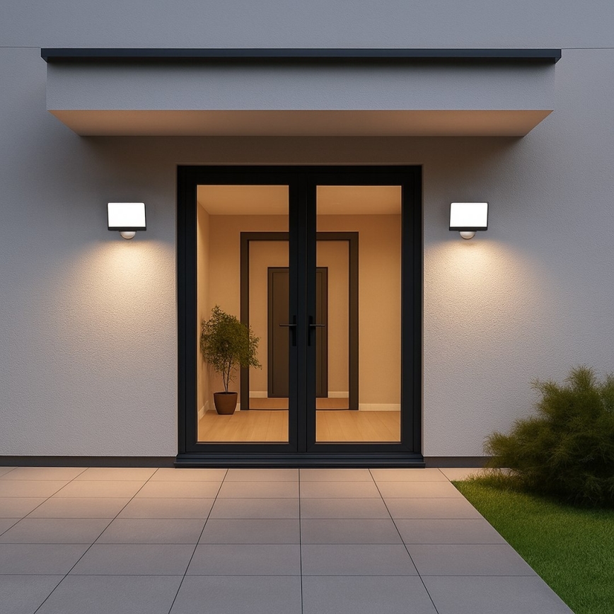 LED-schijnwerper met bewegings- en schemersensor DAVOS LED/30W/230V IP54 zwart