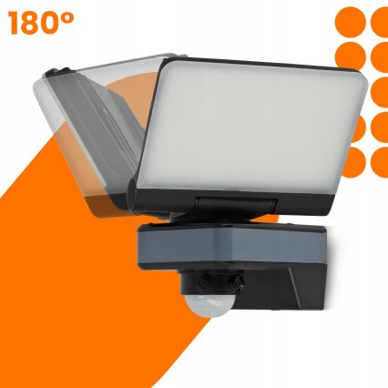 LED-schijnwerper met bewegings- en schemersensor LED/24W/230V 4200K IP54 zwart