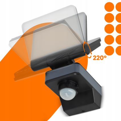LED-schijnwerper met bewegings- en schemersensor LED/24W/230V 4200K IP54 zwart