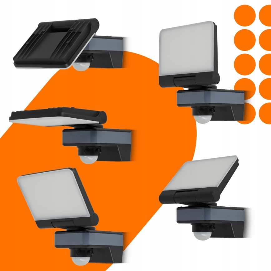 LED-schijnwerper met bewegings- en schemersensor LED/24W/230V 4200K IP54 zwart