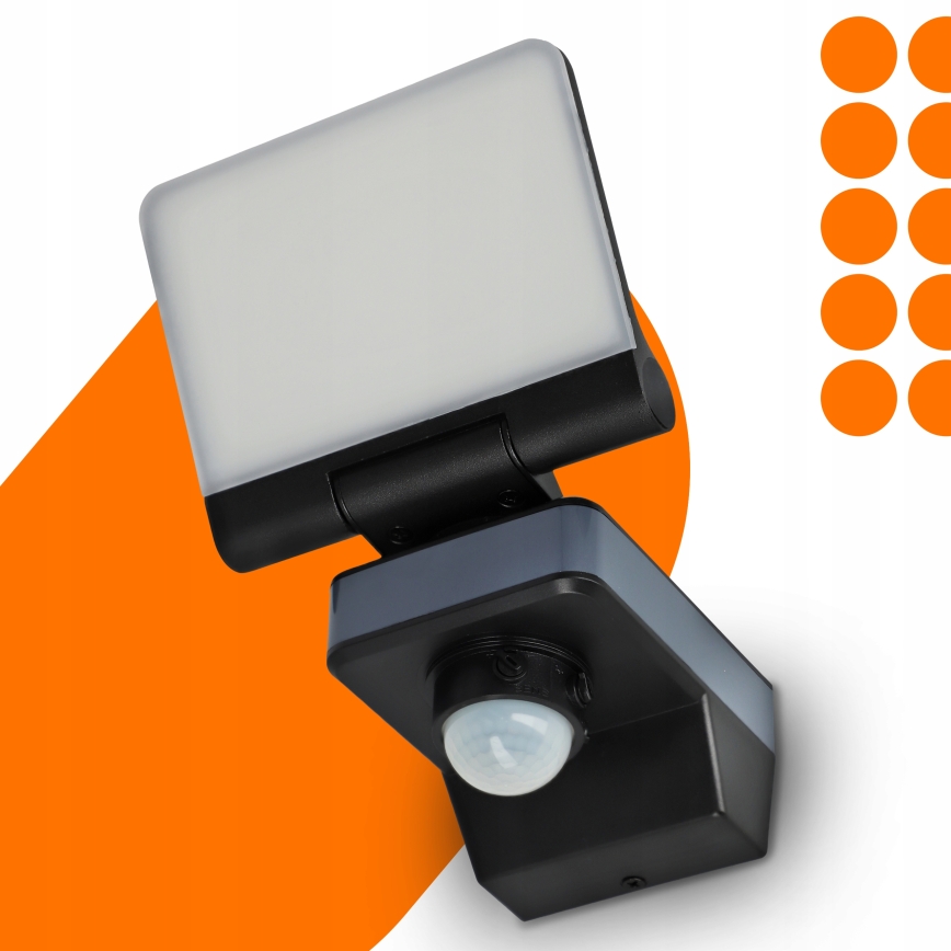 LED-schijnwerper met bewegings- en schemersensor LED/24W/230V 4200K IP54 zwart