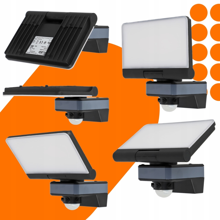 LED schijnwerper met bewegings- en schemersensor LED/44W/230V 4200K IP54 zwart