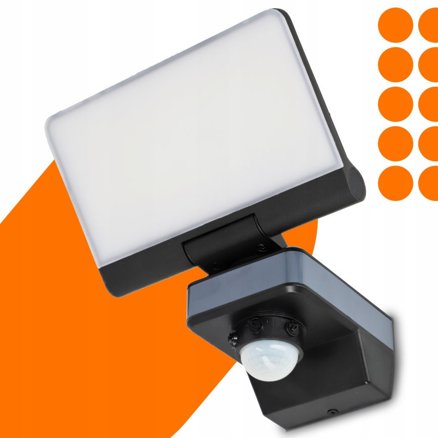 LED schijnwerper met bewegings- en schemersensor LED/44W/230V 4200K IP54 zwart