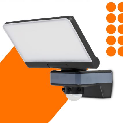 LED schijnwerper met bewegings- en schemersensor LED/44W/230V 4200K IP54 zwart