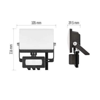 LED-reflector met bewegings- en schemersensor TAMBO EVO LED/10W/230V 4000K IP44 zwart