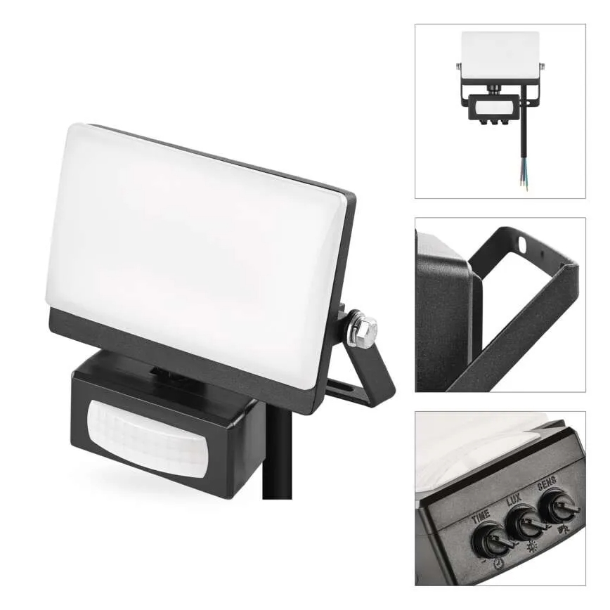 LED-schijnwerper met bewegings- en schemersensor TAMBO EVO LED/20W/230V 4000K IP44 zwart