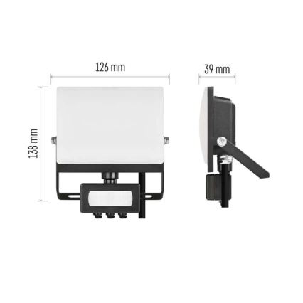 LED-schijnwerper met bewegings- en schemersensor TAMBO EVO LED/20W/230V 4000K IP44 zwart