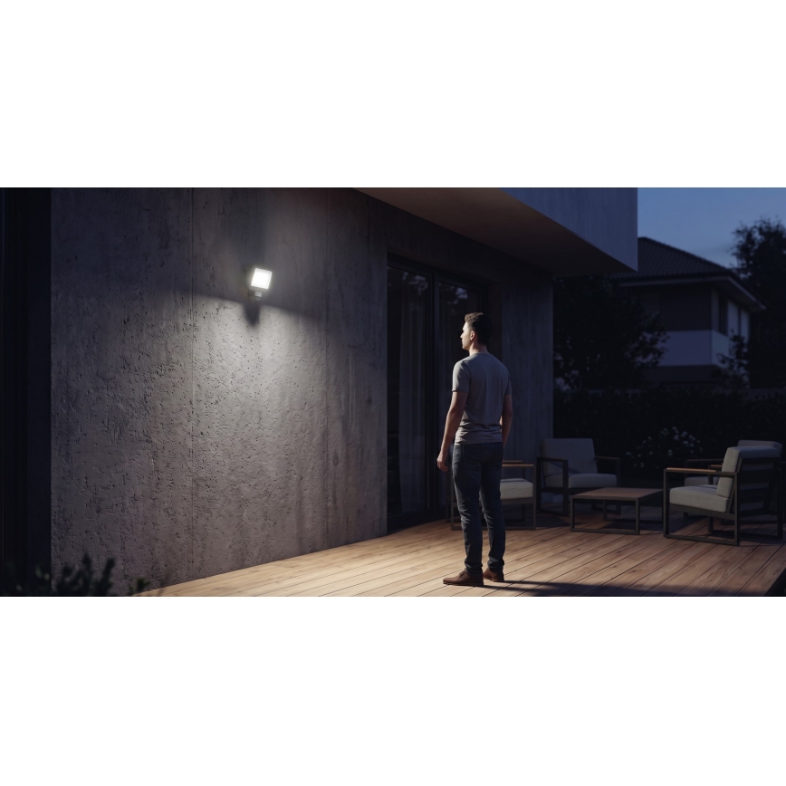 LED-schijnwerper met bewegings- en schemersensor TAMBO EVO LED/50W/230V 4000K IP44 zwart