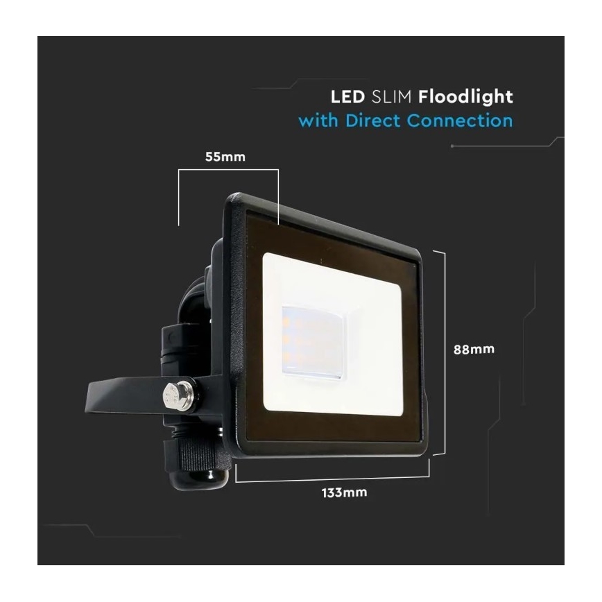 LED Schijnwerper met directe aansluiting SAMSUNG CHIP LED/10W/230V IP65 4000K zwart