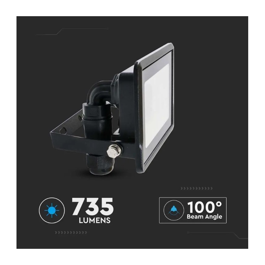 LED Schijnwerper met directe aansluiting SAMSUNG CHIP LED/10W/230V IP65 4000K zwart