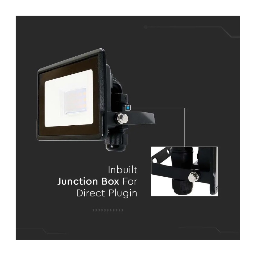 LED Schijnwerper met directe aansluiting SAMSUNG CHIP LED/10W/230V IP65 4000K zwart