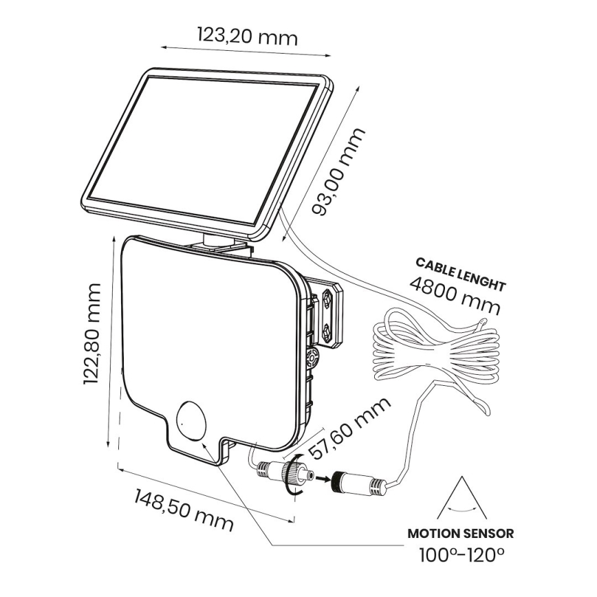 LED-schijnwerper met sensor en zonnepaneel ALEX LED/5,5W/3,7V 1200 mAh IP44