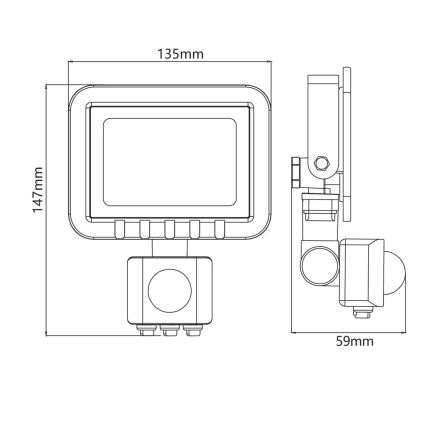 LED Schijnwerper met Sensor LED/20W/230V IP65