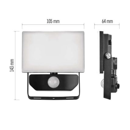 LED Schijnwerper met sensor TAMBO LED/10W/230V 4000K IP54