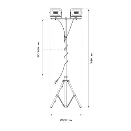 LED Schijnwerper met standaard 2xLED/50W/230V 4000K IP44