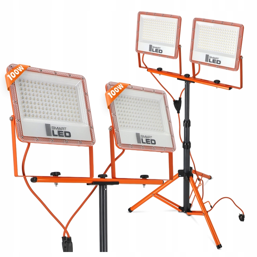 LED-schijnwerper met statief 2xLED/100W/230V 4500K IP65 oranje