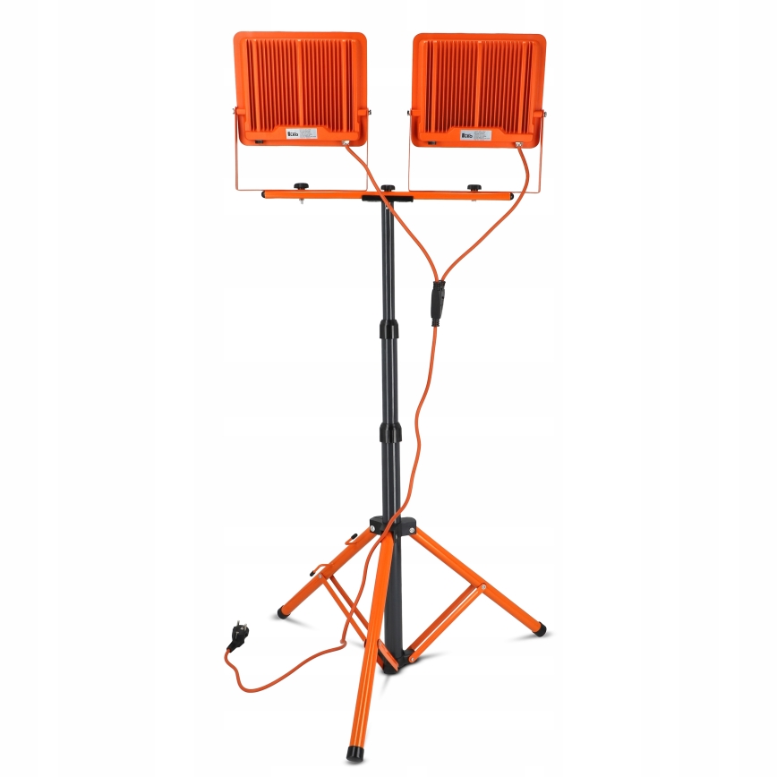 LED-schijnwerper met statief 2xLED/100W/230V 4500K IP65 oranje