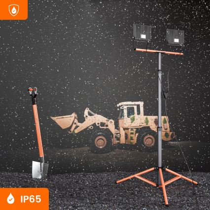 LED-schijnwerper met statief 2xLED/100W/230V 4500K IP65 zwart/oranje