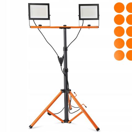 LED-schijnwerper met statief 2xLED/100W/230V 4500K IP65 zwart/oranje