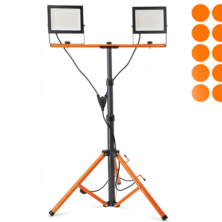 LED-schijnwerper met statief 2xLED/100W/230V 4500K IP65 zwart/oranje