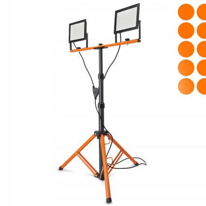 LED-schijnwerper met statief 2xLED/100W/230V 4500K IP65 zwart/oranje